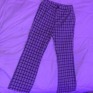 high waist plaid straight leg pants